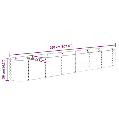 vidaXL Hochbeet Verzinkter Stahl 260x40x36 cm Silbern