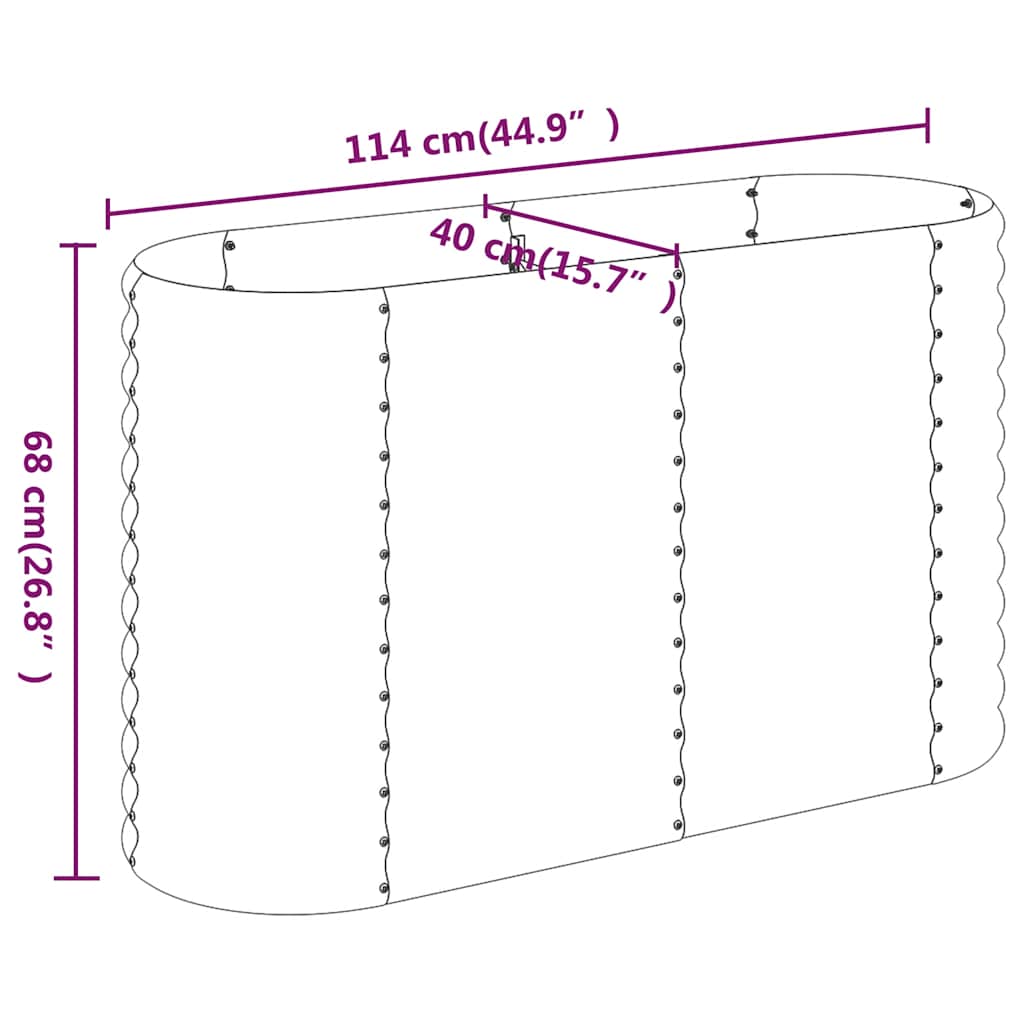 vidaXL Hochbeet Verzinkter Stahl 114x40x68 cm Anthrazit