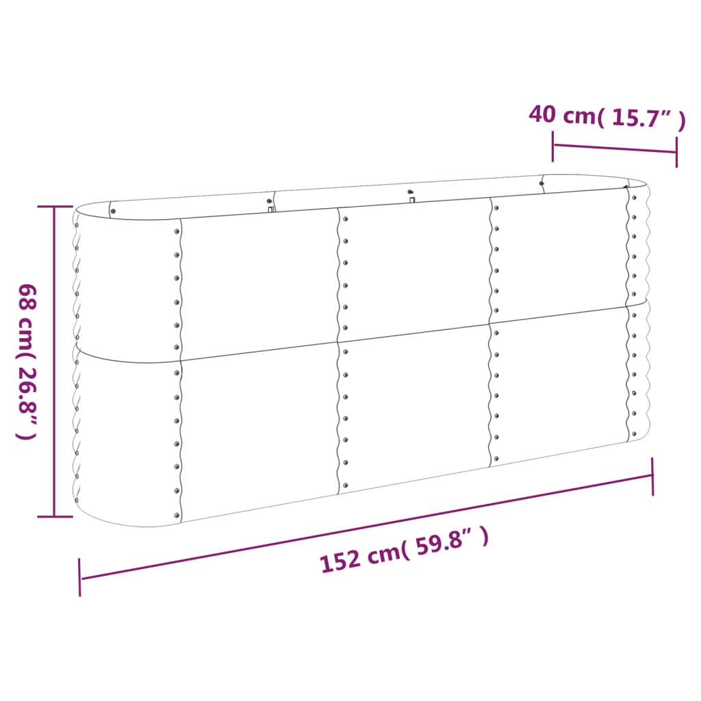 vidaXL Carré potager en acier galvanisé 152x40x68 cm Gris