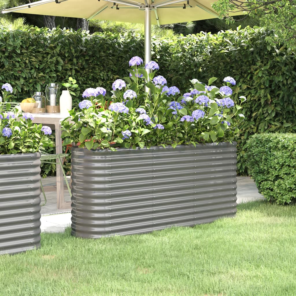 vidaXL Carré potager en acier galvanisé 152x40x68 cm Gris