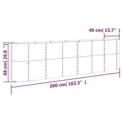 vidaXL Hochbeet Verzinkter Stahl 260x40x68 cm Braun