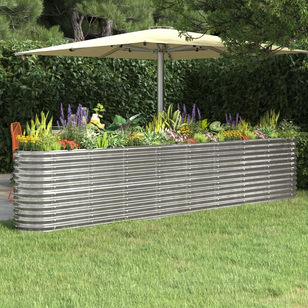 vidaXL Hochbeet Verzinkter Stahl 332x40x68 cm Silbern
