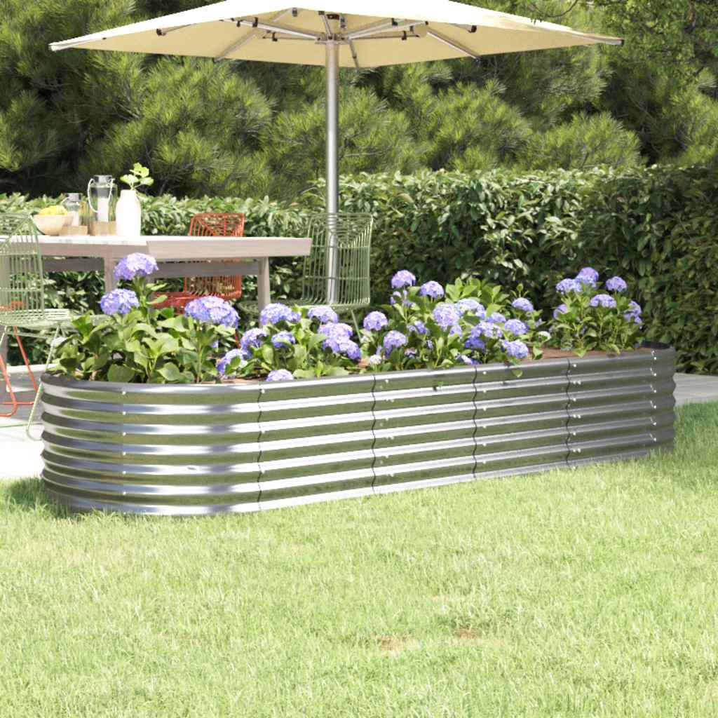 vidaXL Carré potager en acier galvanisé 224x80x36 cm Argenté