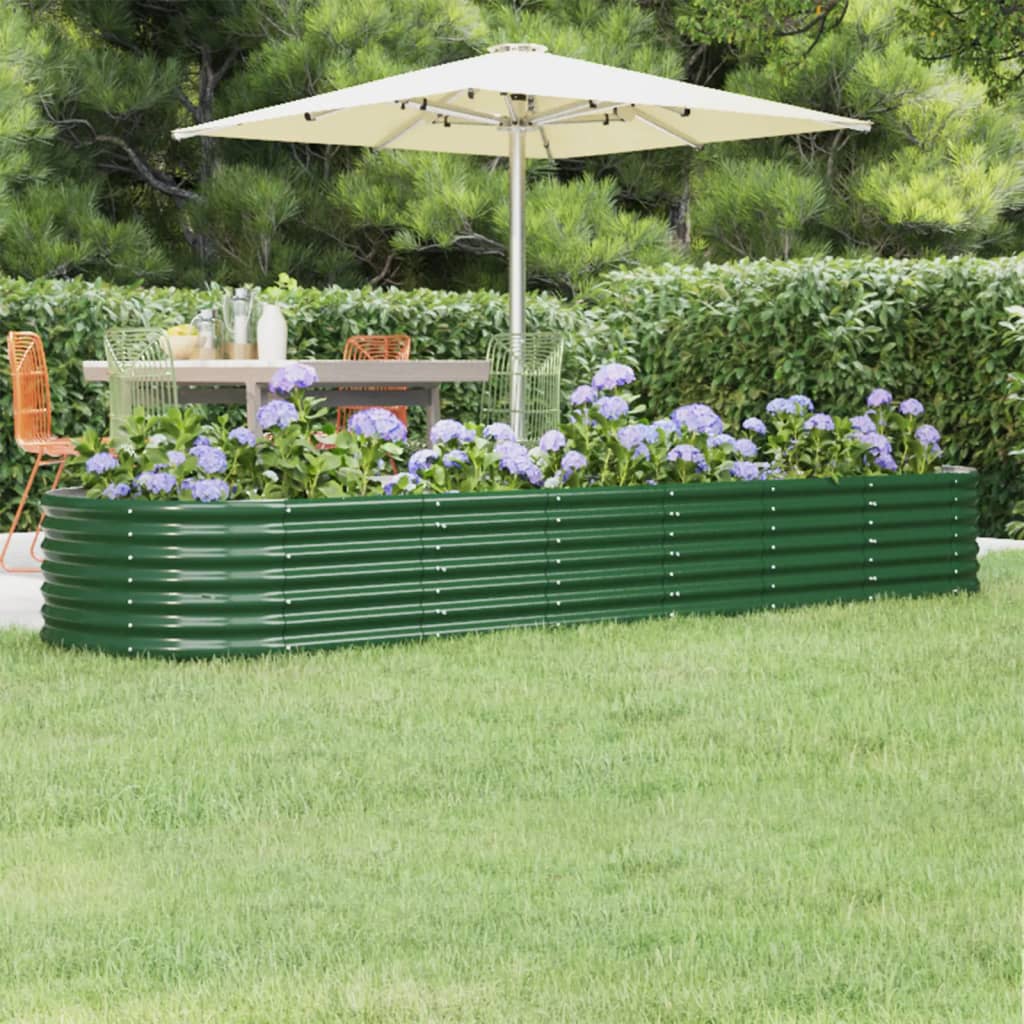 vidaXL Carré potager en acier galvanisé 296x80x36 cm Vert