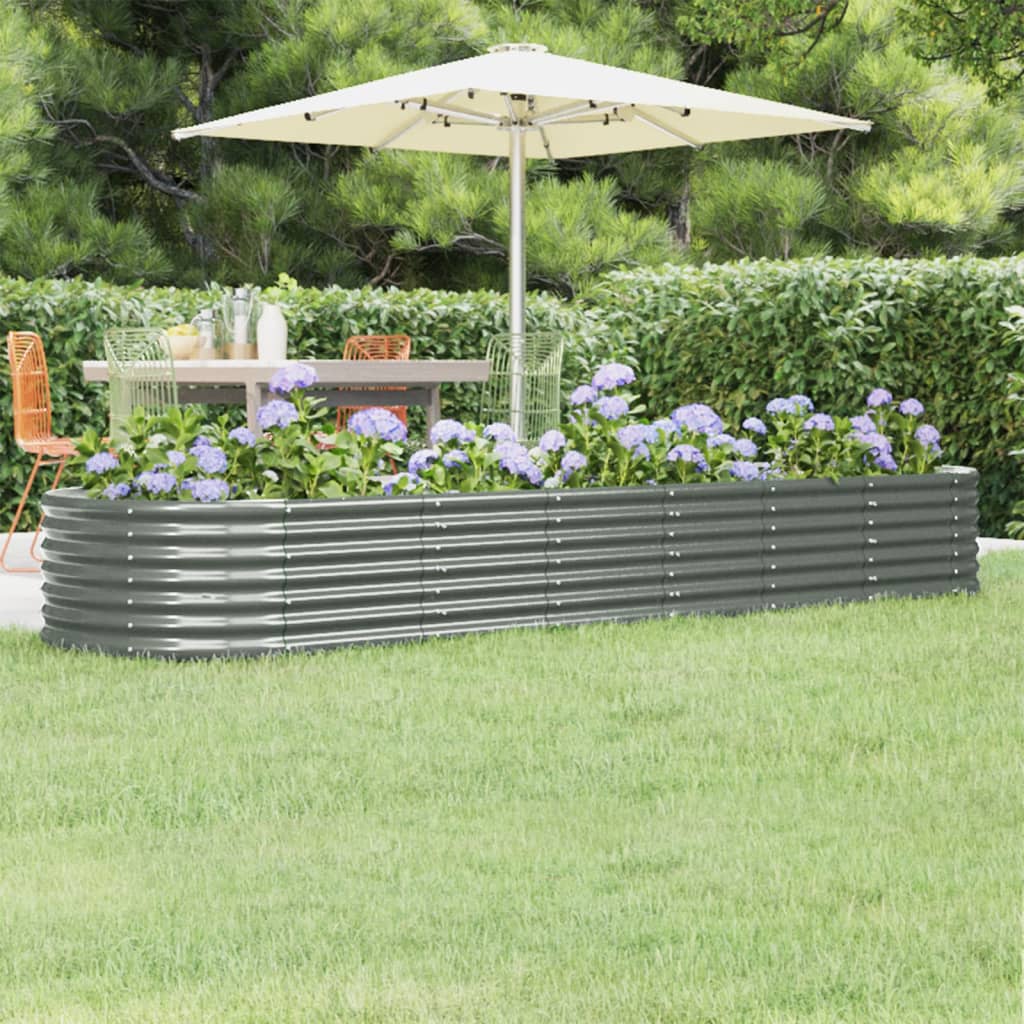 vidaXL Carré potager Acier galvanisé 296x80x36 cm Gris