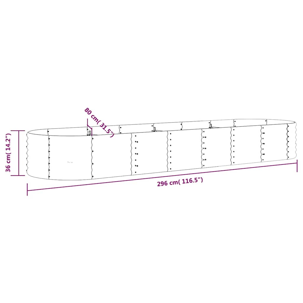 vidaXL Hochbeet Verzinkter Stahl 296x80x36 cm Anthrazit