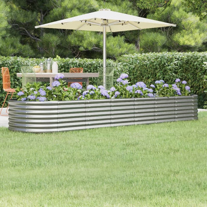 vidaXL Jardinière surélevée en acier galvanisé 296x80x36 cm Argentée