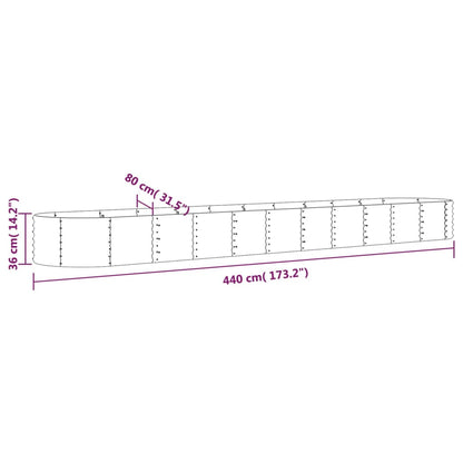 vidaXL Hochbeet Verzinkter Stahl 440x80x36 cm Grau