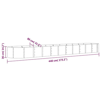 vidaXL Hochbeet Verzinkter Stahl 440x80x36 cm Anthrazit