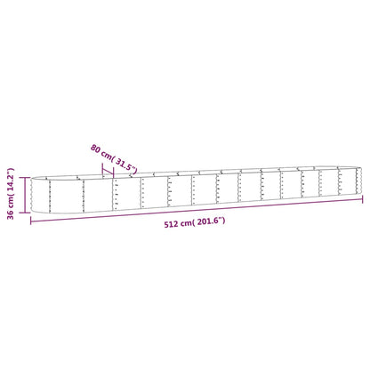 vidaXL Hochbeet Verzinkter Stahl 512x80x36 cm Grau