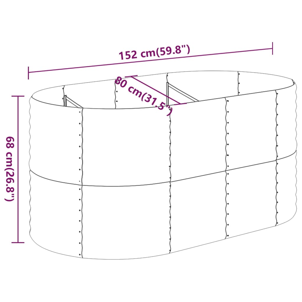 vidaXL Jardinière surélevée en acier galvanisé 152x80x68 cm Gris