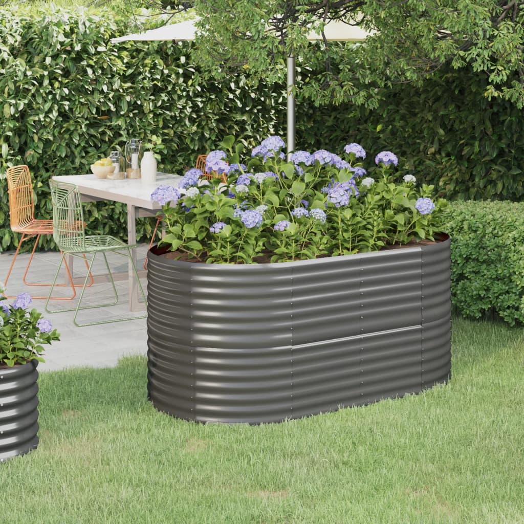 vidaXL Jardinière surélevée en acier galvanisé 152x80x68 cm Gris