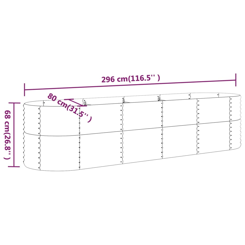 vidaXL Carré potager en acier galvanisé 296x80x68 cm Gris