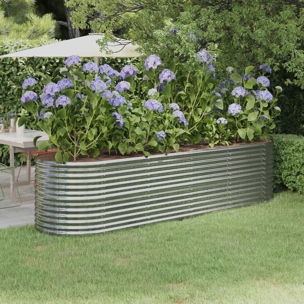 vidaXL Hochbeet Verzinkter Stahl 296x80x68 cm Silbern