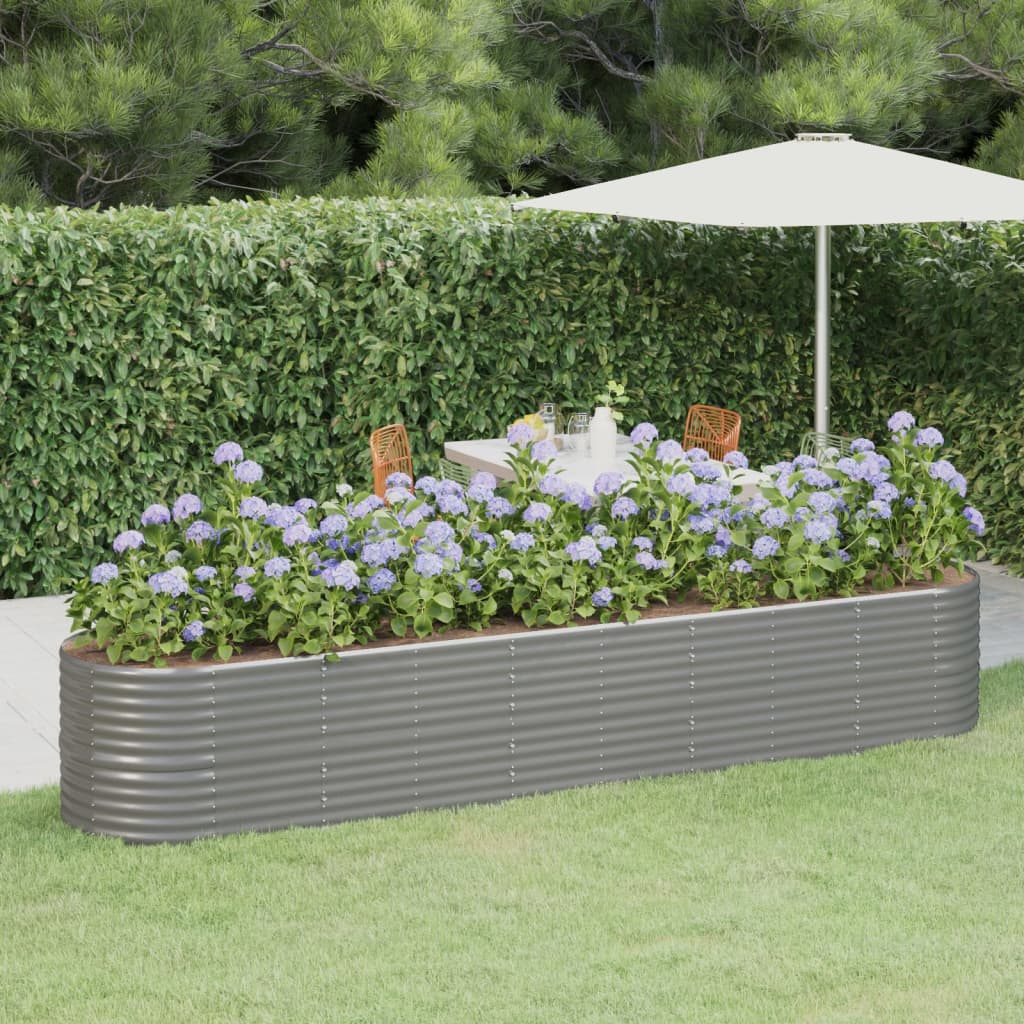 vidaXL Carré potager en acier galvanisé 368x80x68 cm Gris