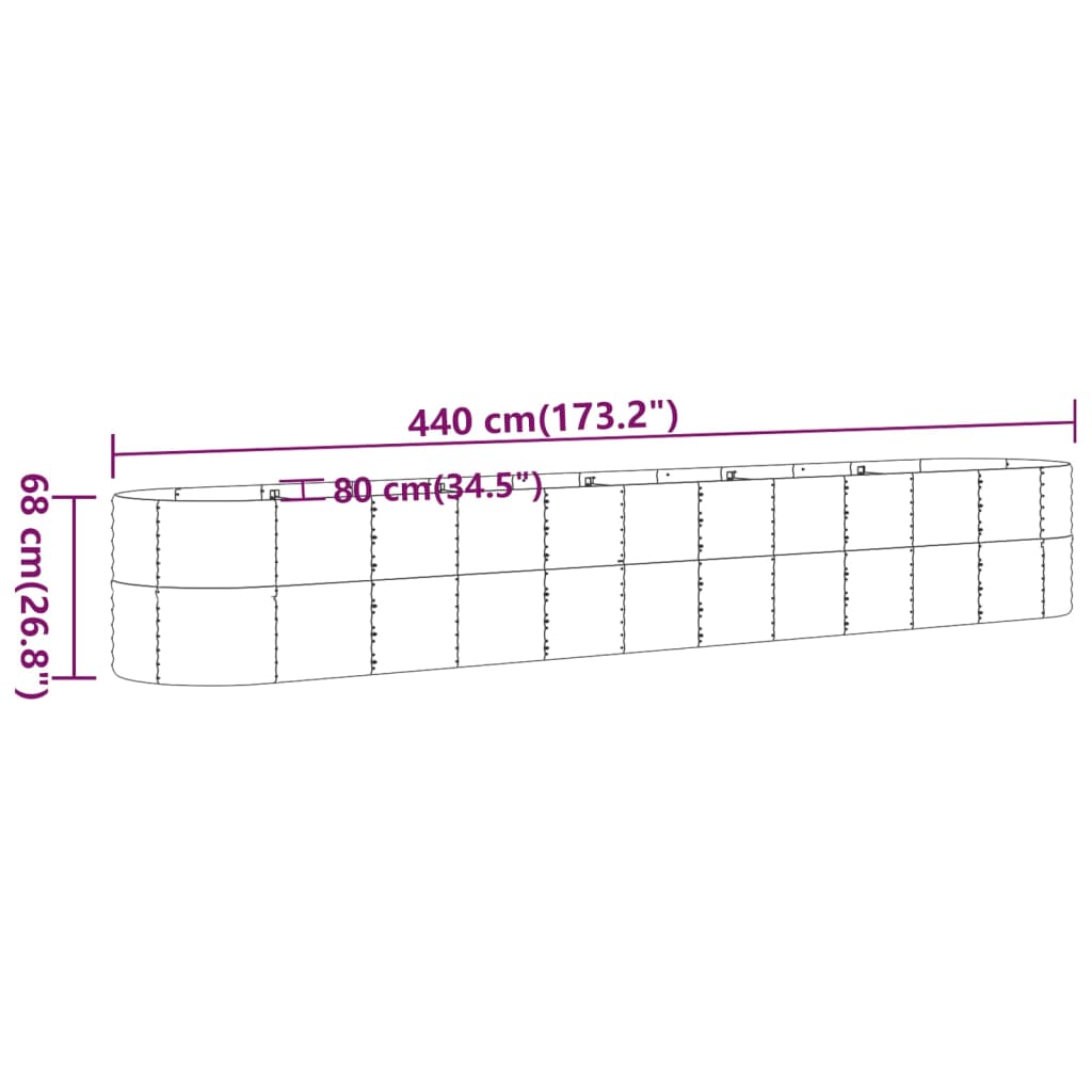 vidaXL Hochbeet Verzinkter Stahl 440x80x68 cm Grün