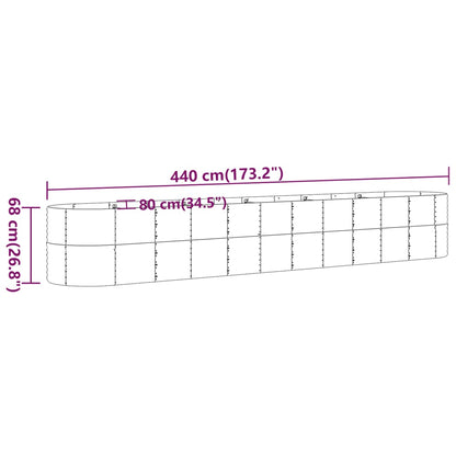vidaXL Hochbeet Verzinkter Stahl 440x80x68 cm Silbern