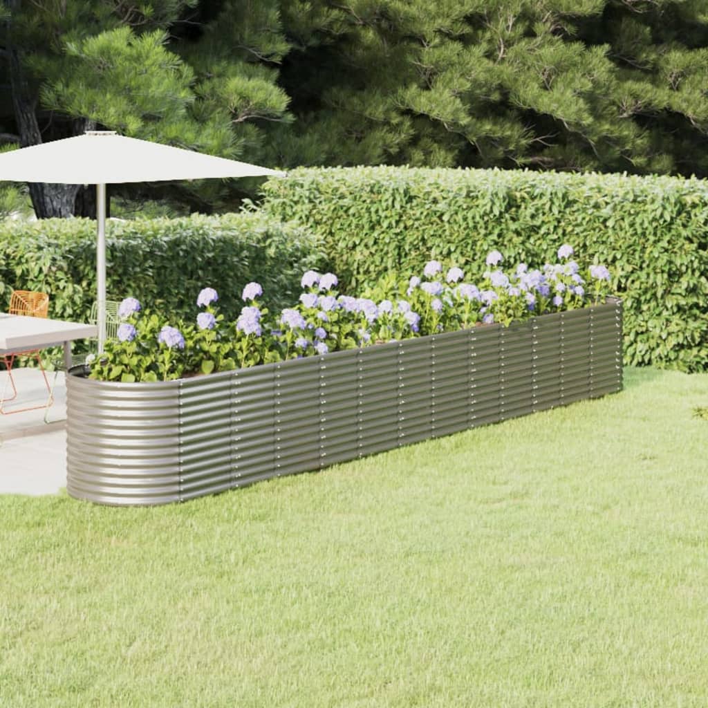 vidaXL Carré potager en acier enduit de poudre 512x80x68 cm Argenté