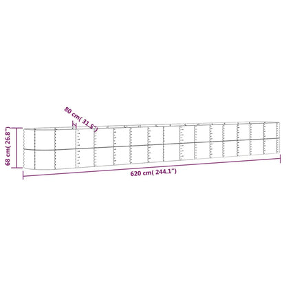vidaXL Jardinière surélevée en acier poudré 620x80x68 cm Gris