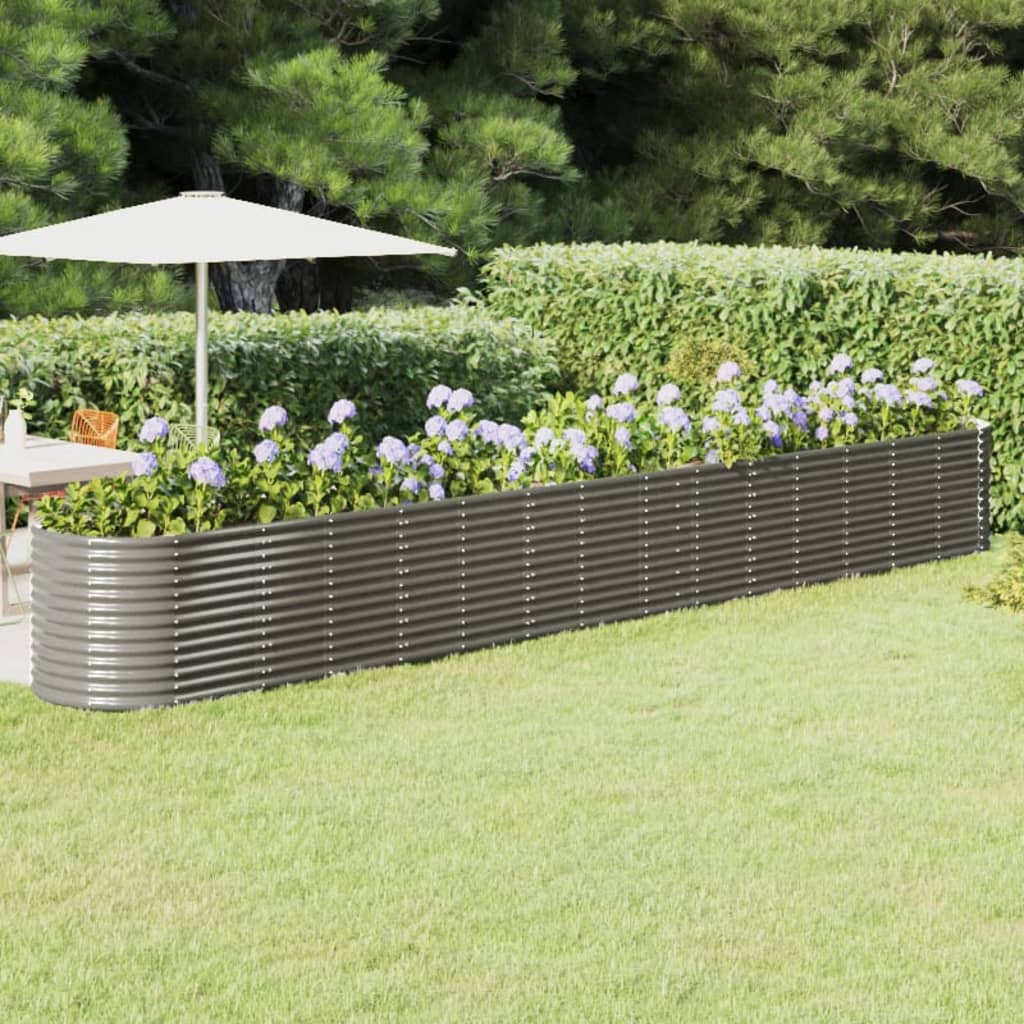 vidaXL Jardinière surélevée en acier poudré 620x80x68 cm Gris