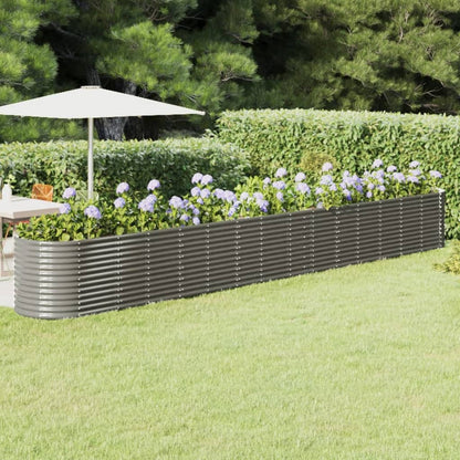 vidaXL Jardinière surélevée en acier poudré 620x80x68 cm Gris