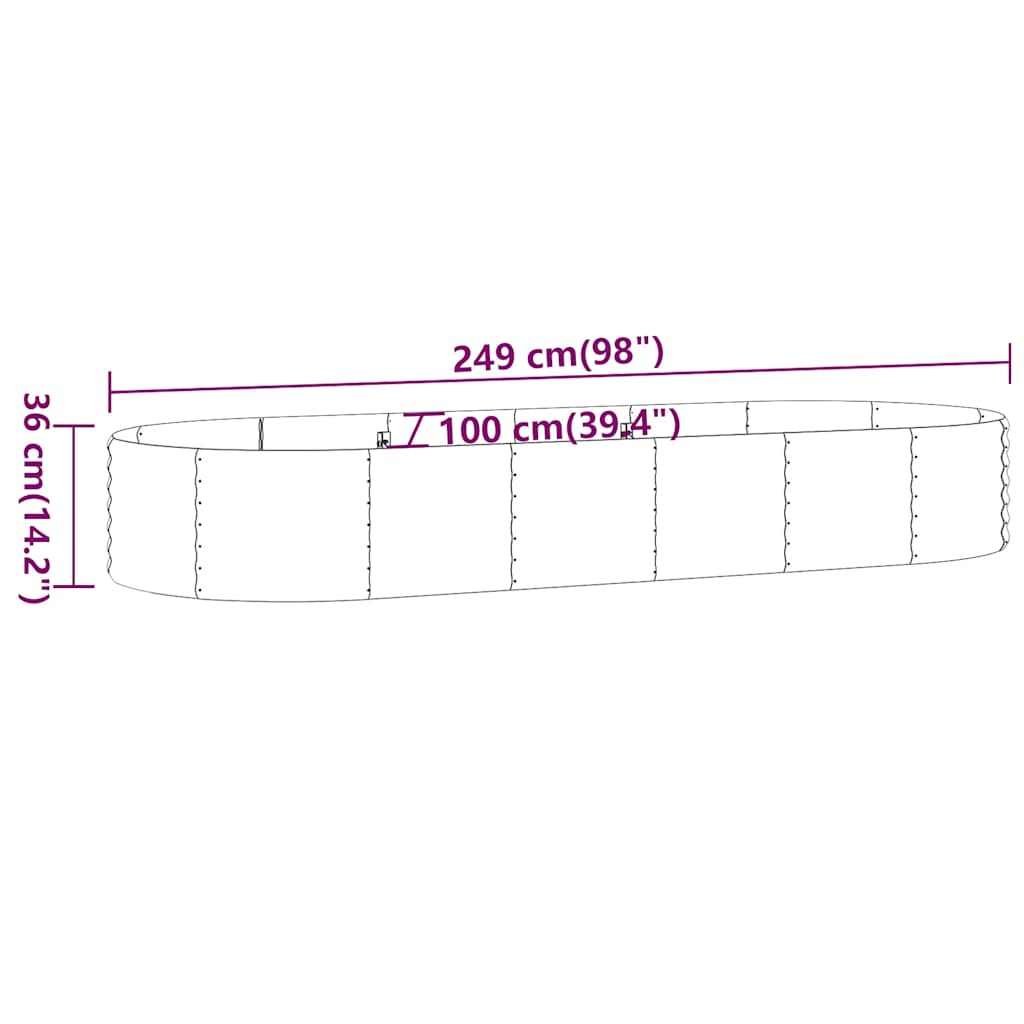 vidaXL Hochbeet Verzinkter Stahl 249x100x36 cm Anthrazit