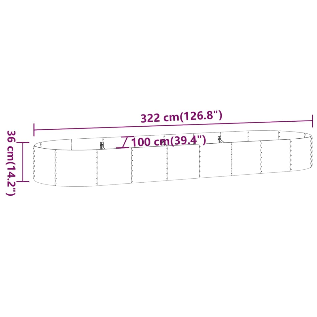 vidaXL Carré potager Acier galvanisé 322x100x36 cm Marron