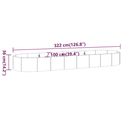 vidaXL Carré potager Acier galvanisé 322x100x36 cm Marron