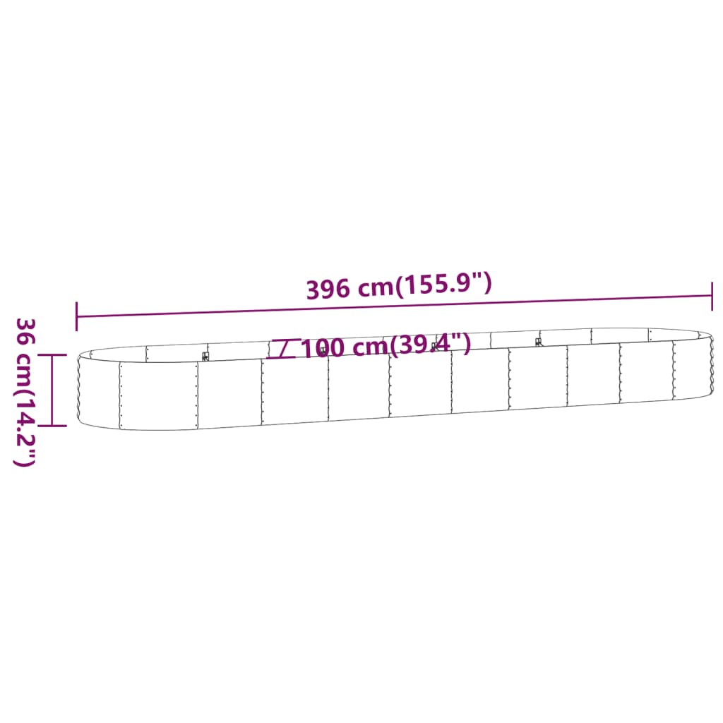 vidaXL Hochbeet Verzinkter Stahl 396x100x36 cm Grau