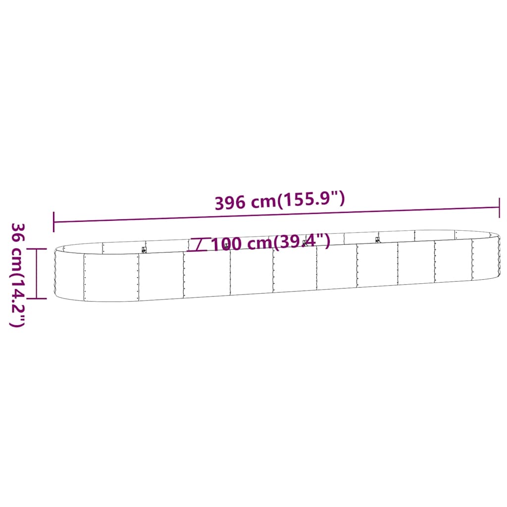 vidaXL Hochbeet Verzinkter Stahl 396x100x36 cm Anthrazit