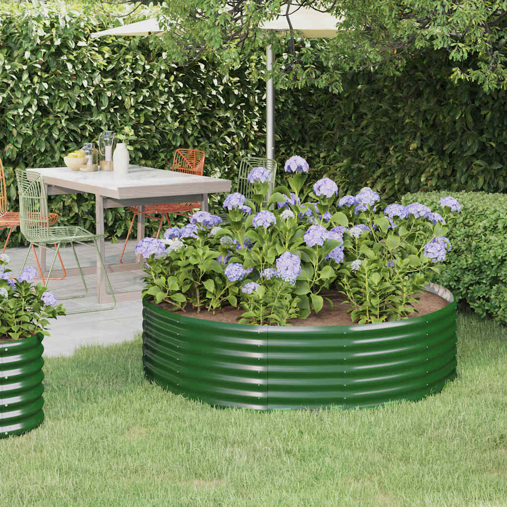vidaXL Carré potager en acier galvanisé 140x140x36 cm Vert