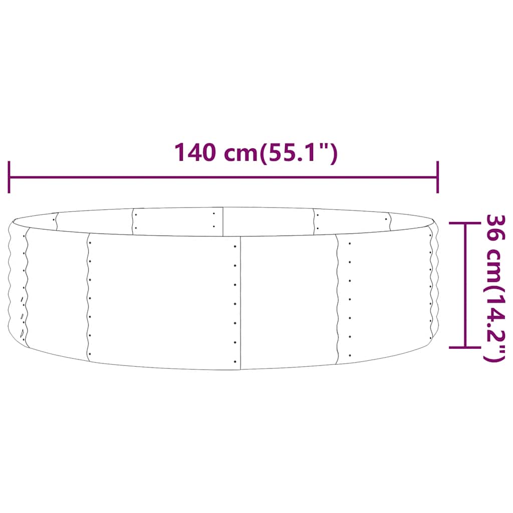 vidaXL Carré potager en acier galvanisé 140x140x36 cm Marron