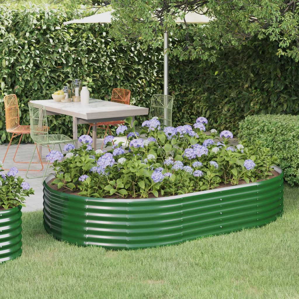 vidaXL Carré potager en acier galvanisé 214x140x36 cm Vert