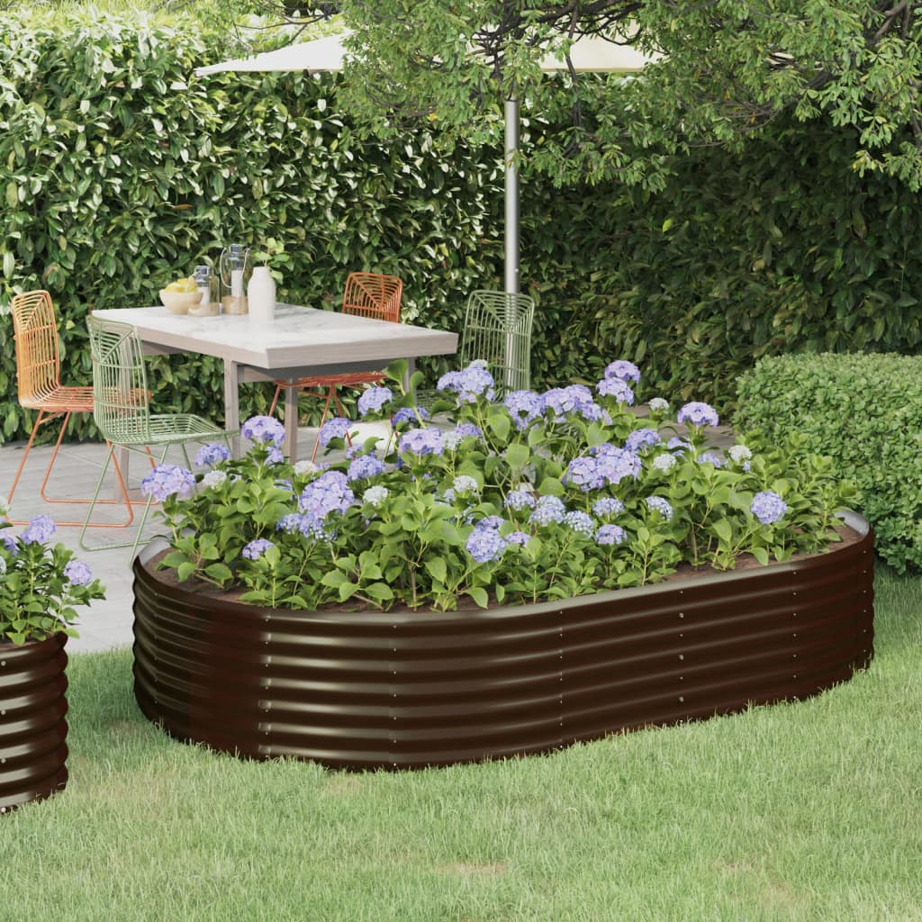 vidaXL Hochbeet Verzinkter Stahl 214x140x36 cm Braun