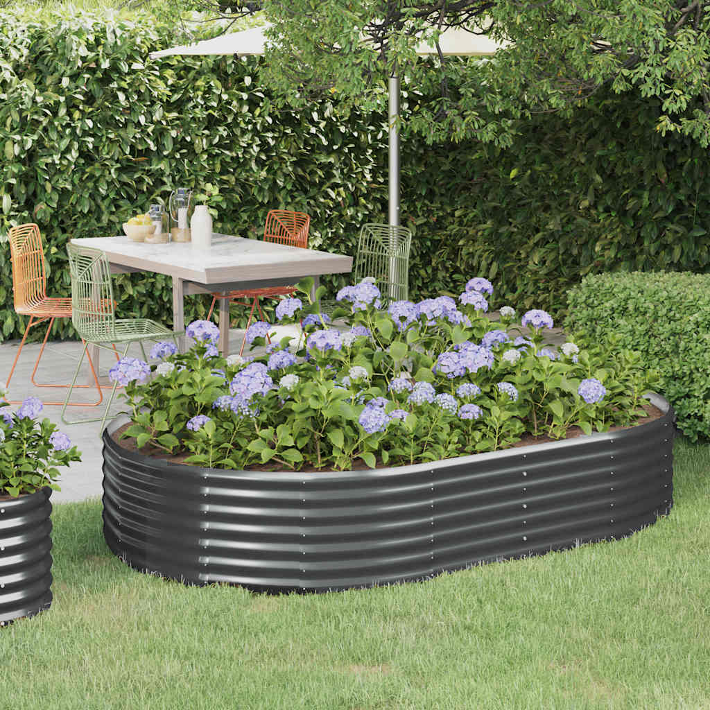 vidaXL Carré potager en acier galvanisé 214x140x36 cm anthracite