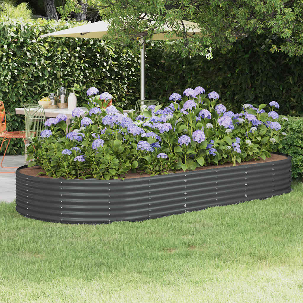 vidaXL Carré potager en acier galvanisé 296 x 140 x 36 cm anthracite