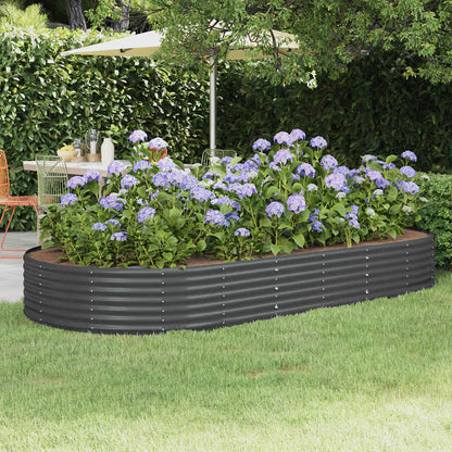 vidaXL Carré potager en acier galvanisé 296 x 140 x 36 cm anthracite