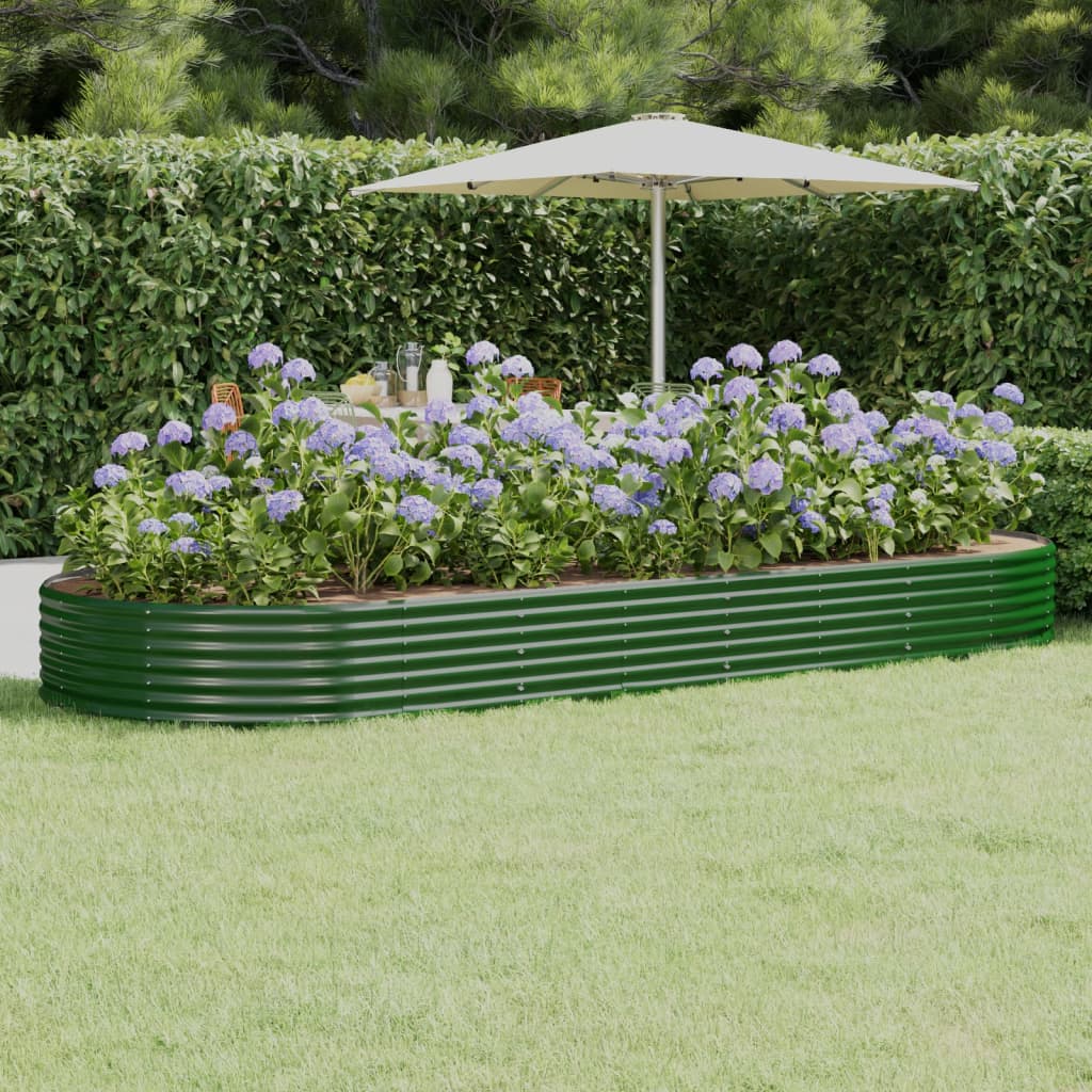 vidaXL Carré potager en acier galvanisé 373x140x36 cm Vert