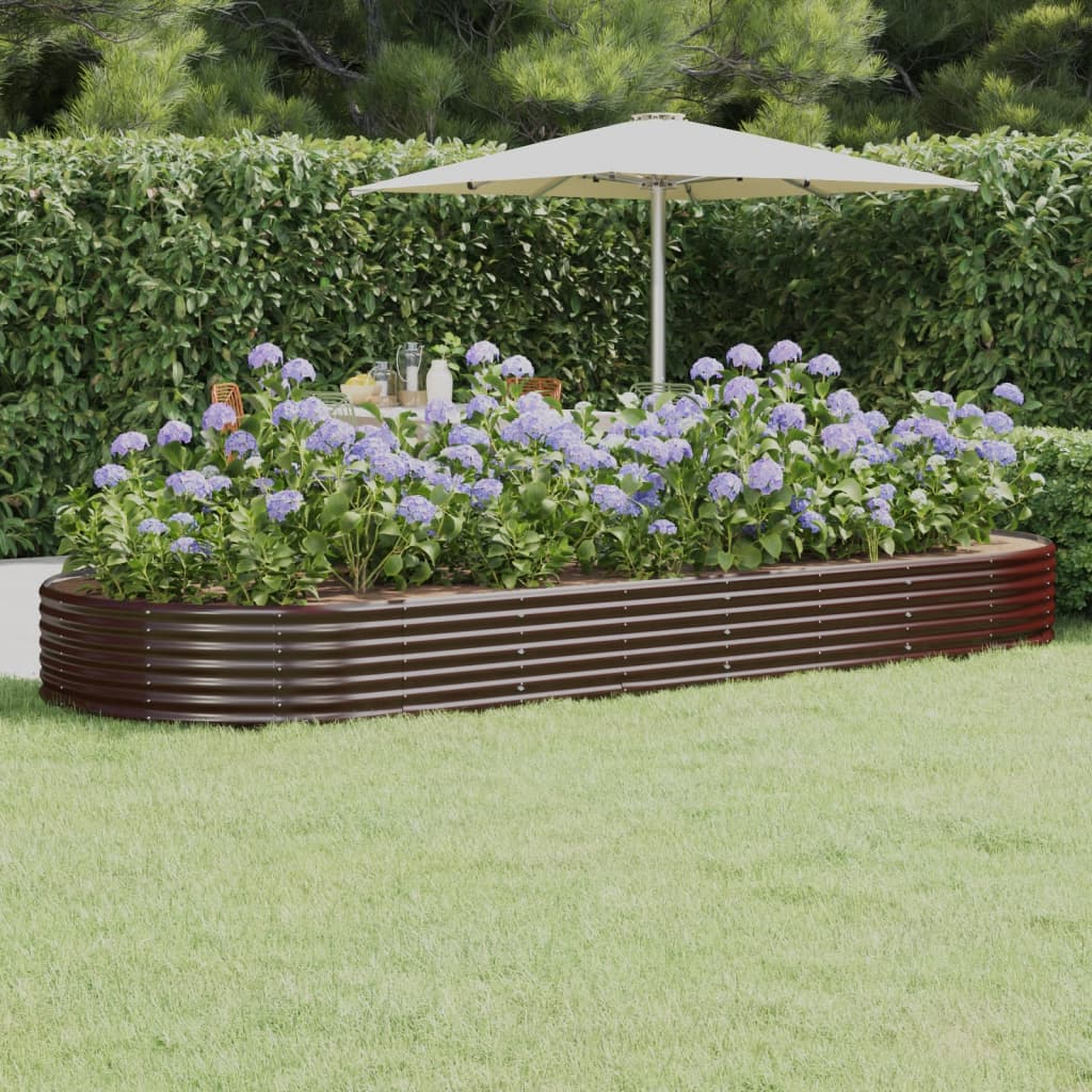 vidaXL Carré potager en acier galvanisé 373x140x36 cm marron