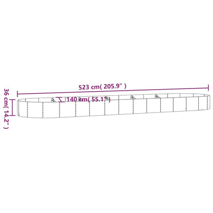 vidaXL Jardinière en acier galvanisé 523x140x36 cm Vert