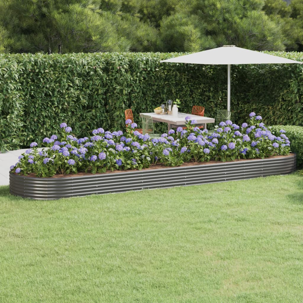 vidaXL Carré potager en acier galvanisé 523x140x36 cm Gris