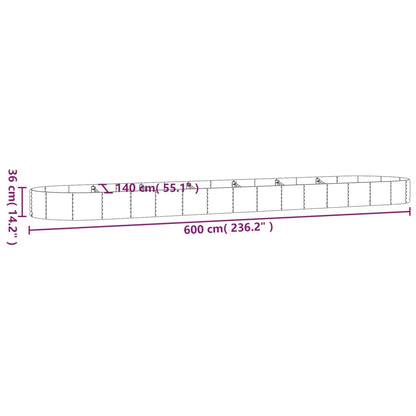 vidaXL Carré potager en acier galvanisé 600x140x36 cm Marron