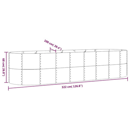 vidaXL Carré potager en acier galvanisé 322x100x68 cm anthracite