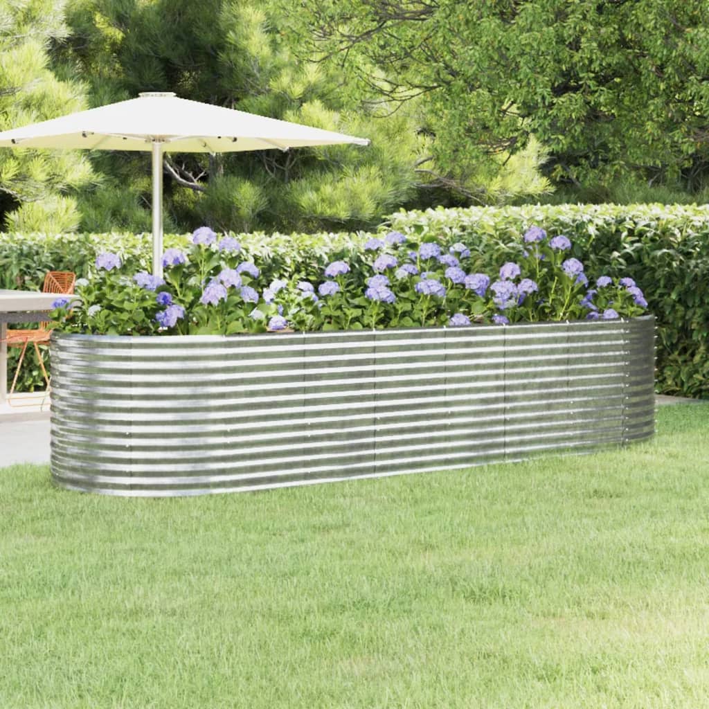 vidaXL Carré potager en acier galvanisé 322x100x68 cm Argenté