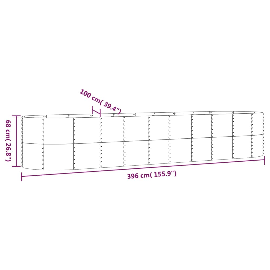 vidaXL Carré potager en acier galvanisé 396x100x68 cm vert
