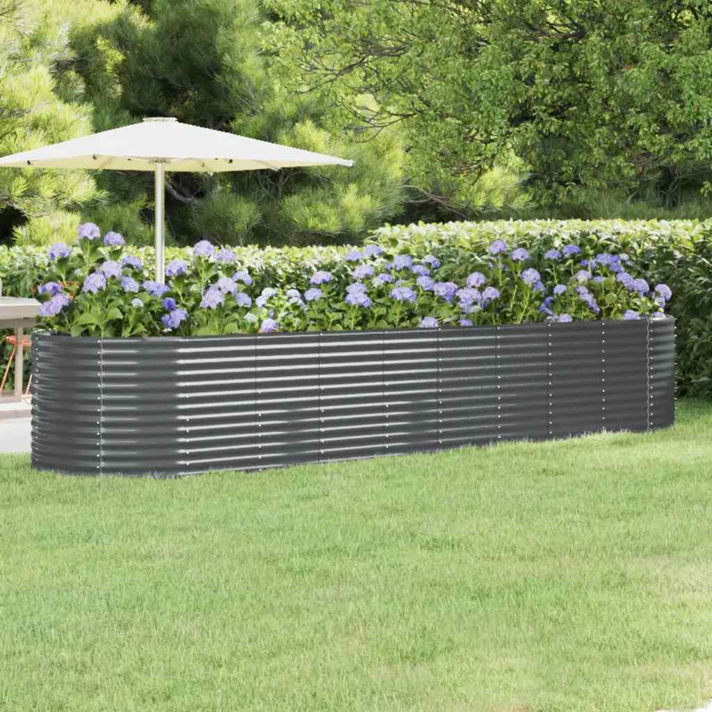 vidaXL Carré potager en acier galvanisé 396x100x68 cm anthracite