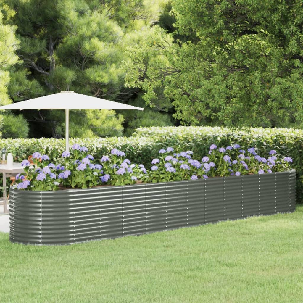 vidaXL Carré potager en acier enduit de poudre 507x100x68 cm Gris