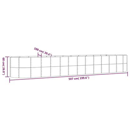vidaXL Jardinière surélevée en acier poudré 507x100x68 cm Argenté