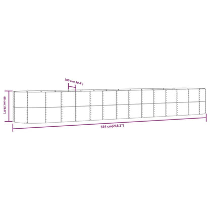 vidaXL Carré potager gris 554x100x68 cm Acier thermolaqué