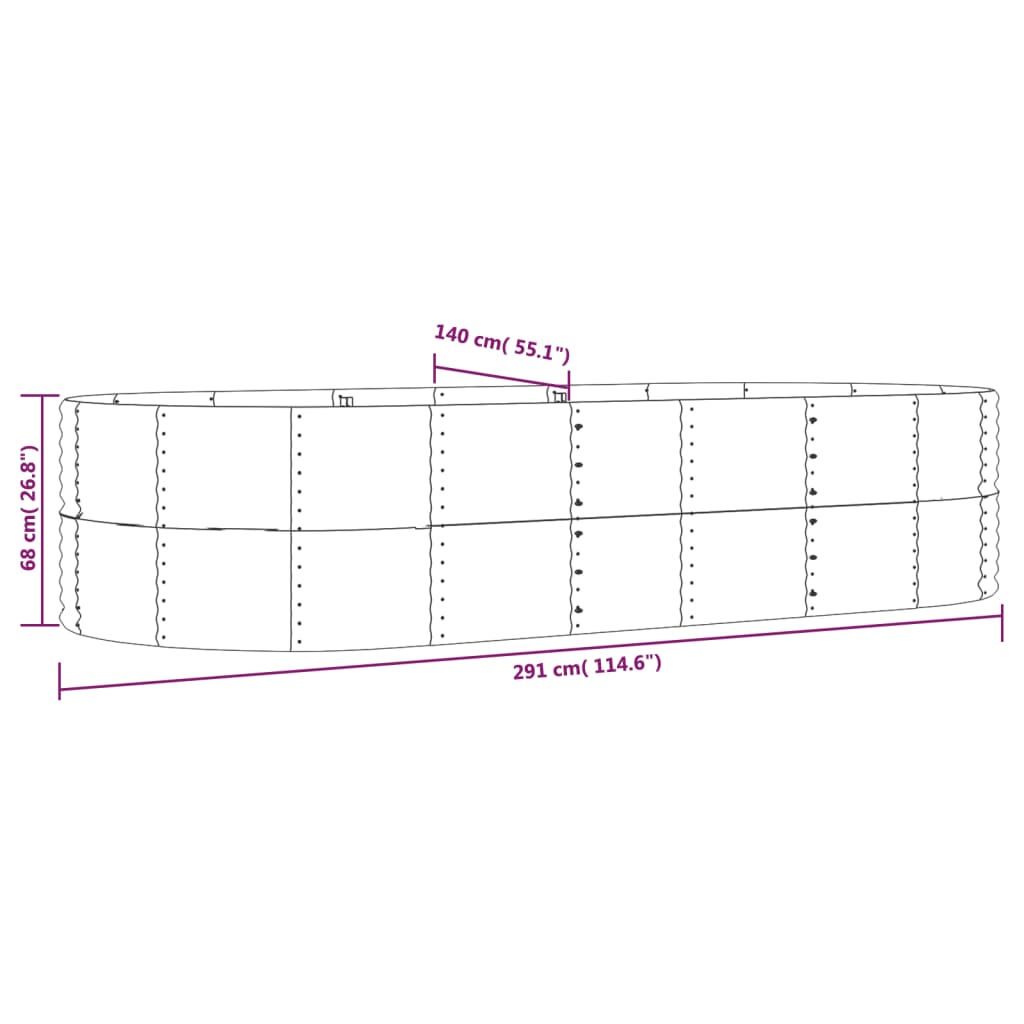 vidaXL Carré potager marron 291x140x68 cm Acier galvanisé